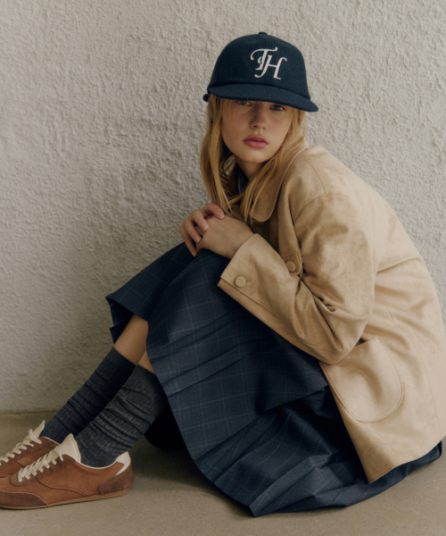 WOOL BLEND TH APPLIQUE LOGO DEEP-FIT 6-PANEL CAP_NAVY