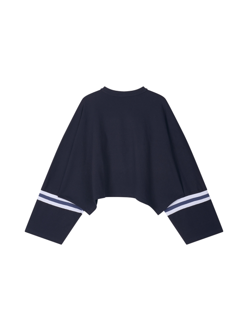 V-NECK LOGO CROP LONG SLEEVE NAVY