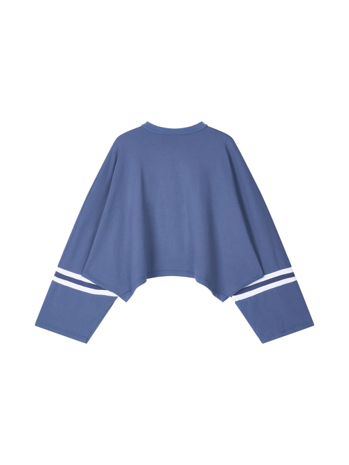 V-NECK LOGO CROP LONG SLEEVE BLUE