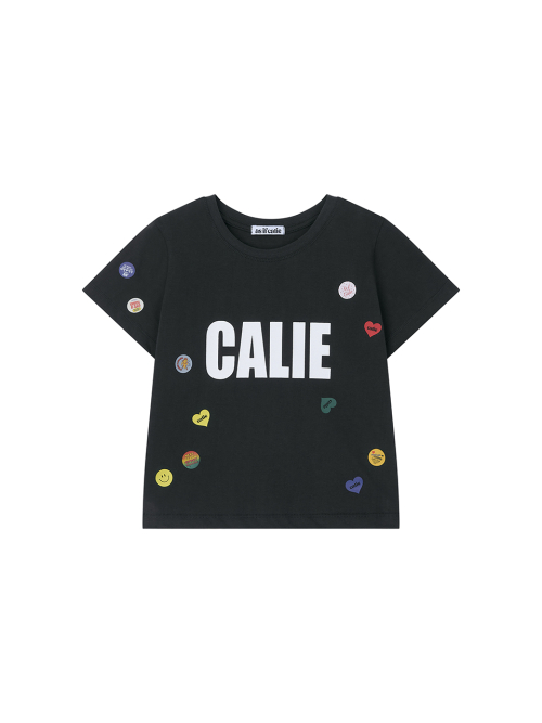 STICKER BOMB CALIE CROP T-SHIRT CHARCOAL