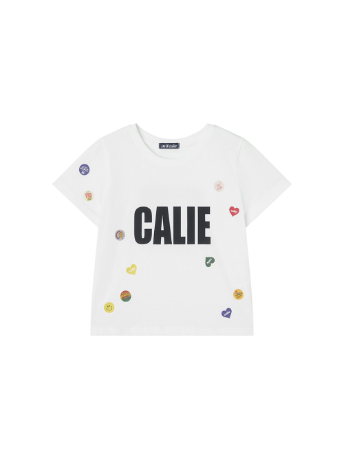 STICKER BOMB CALIE CROP T-SHIRT WHITE