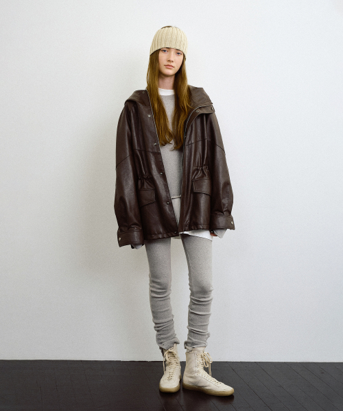 PHILO FAUX LEATHER JACKET (DARK BROWN)