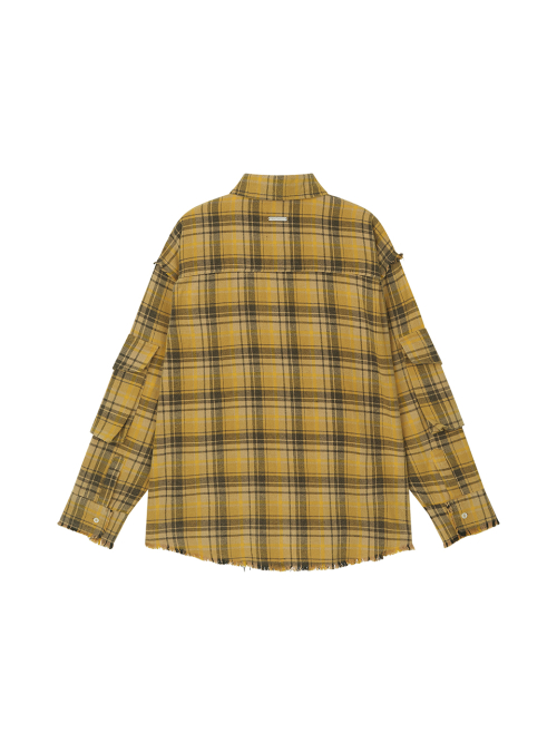 RAW EDGE CARGO CHECK SHIRT YELLOW