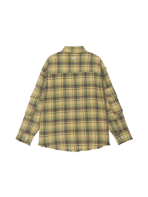 RAW EDGE CARGO CHECK SHIRT GREEN