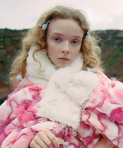 [X SUSAN FANG] FURRY BUBBLE FLOWER SCARF - WHITE