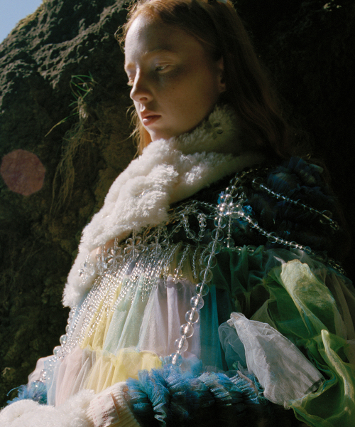 [X SUSAN FANG] FURRY BUBBLE FLOWER SCARF - WHITE