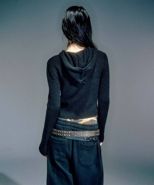 KANNA BUCKLE HOODIE CARDIGAN BLACK