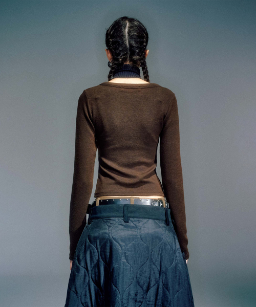 JANE STUD BOLERO KNIT TOP BROWN