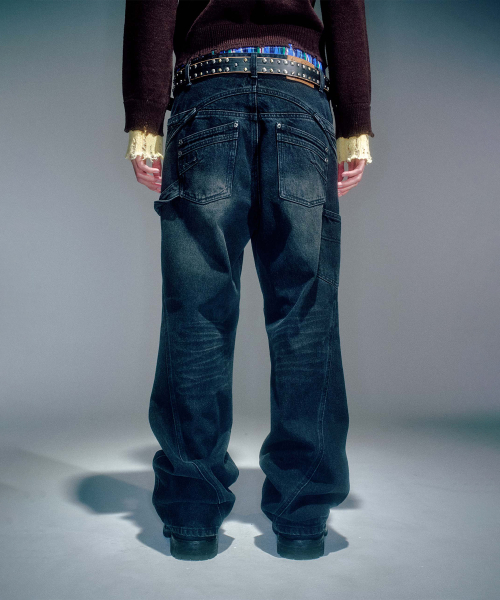 ENDRICK DAMAGED DENIM PANTS BLACK