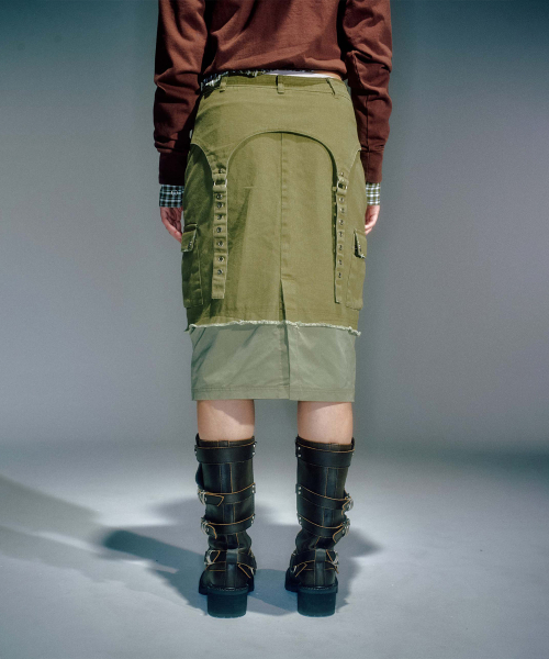 WIFFY CARGO MIDI SKIRT KHAKI