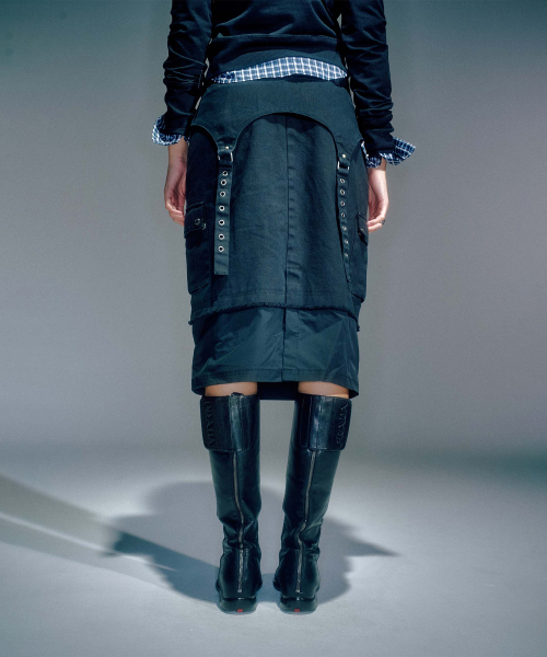 WIFFY CARGO MIDI SKIRT BLACK