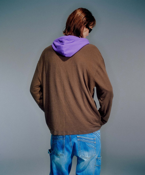 MEN WORKSHOP VINTAGE LONG SLEEVE TOP BROWN