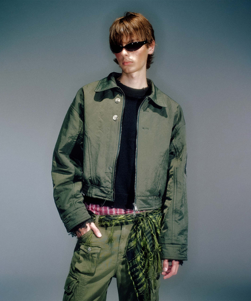 MEN MATTY QUILTED BOMBER JACKET KHAKI