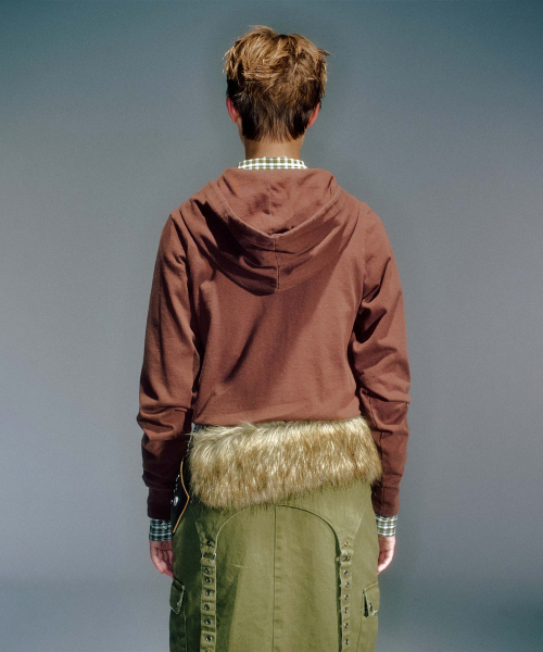 WOMEN WORKSHOP SLIM HOODIE ZIP-UP BROWN