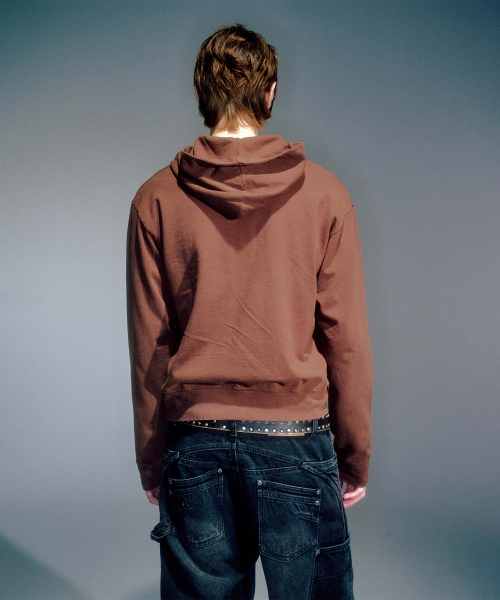 MEN WORKSHOP SLIM HOODIE ZIP-UP BROWN