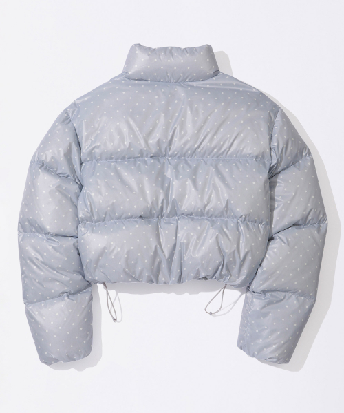 Polka Cropped Puffer Down Baby Blue
