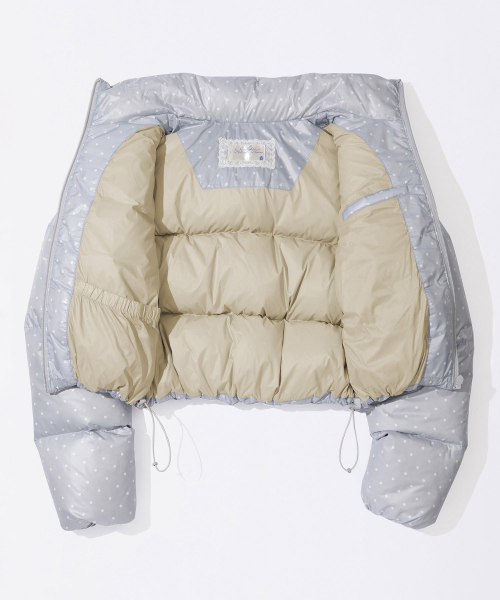Polka Cropped Puffer Down Baby Blue
