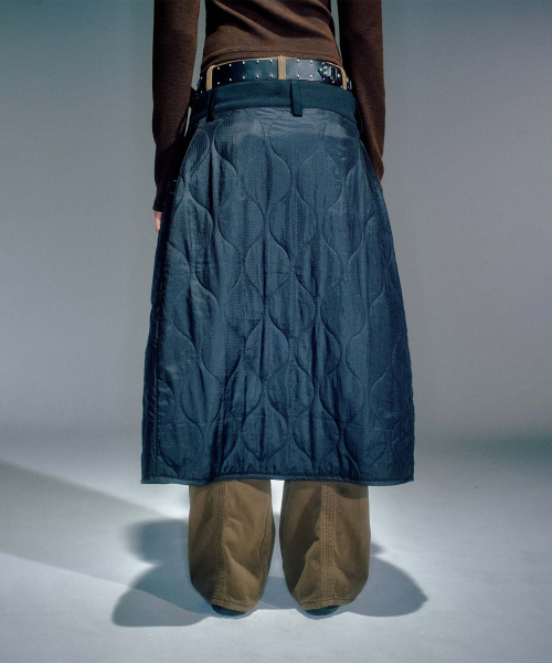 KAVI LAYERED QUILTED SKIRT BELT BLACK