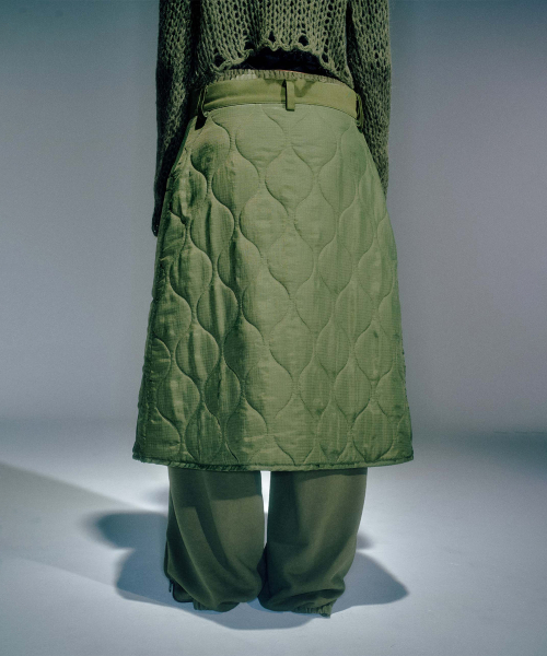 KAVI LAYERED QUILTED SKIRT BELT KHAKI