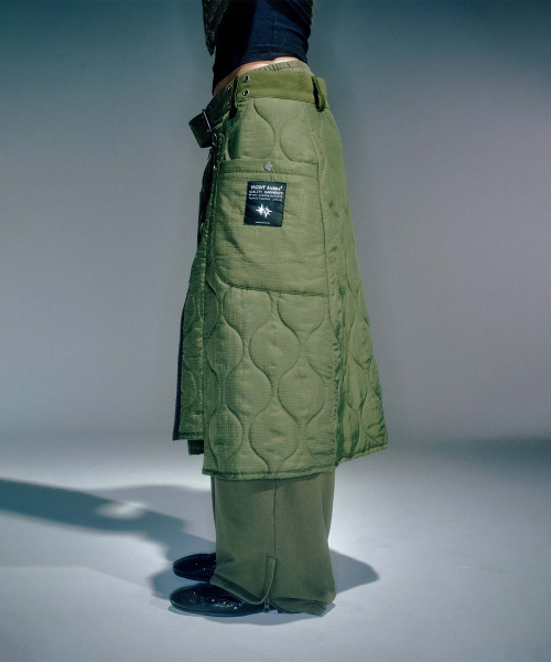 KAVI LAYERED QUILTED SKIRT BELT KHAKI