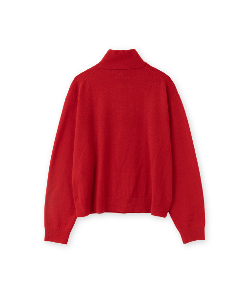 Cashmere Stand Collar Cardigan, Red