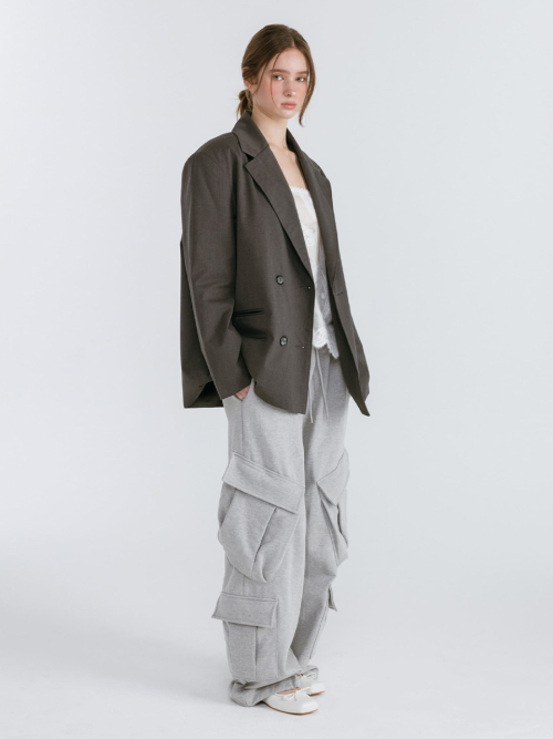 DOUBLE CARGO SWEATPANTS / GREY