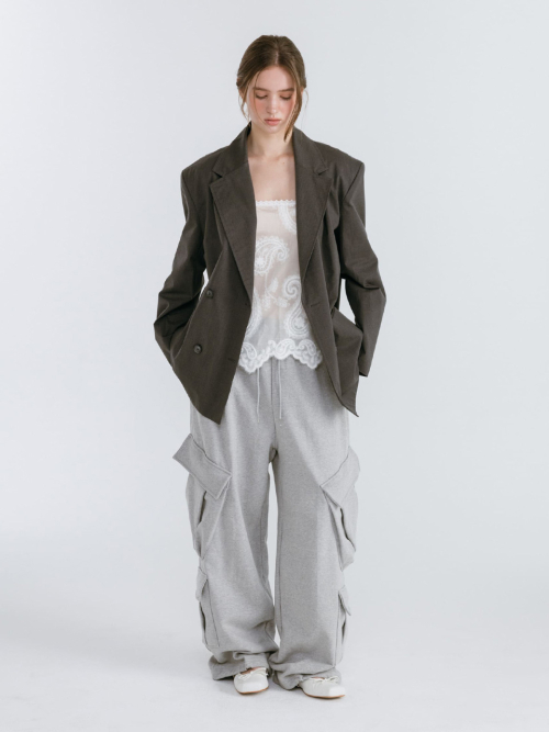 DOUBLE CARGO SWEATPANTS / GREY