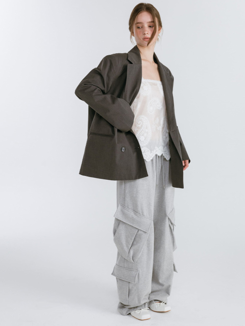 DOUBLE CARGO SWEATPANTS / GREY
