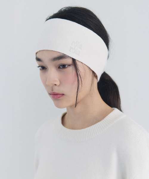NUBASIC LOGO KNIT HAIR BAND IVORY