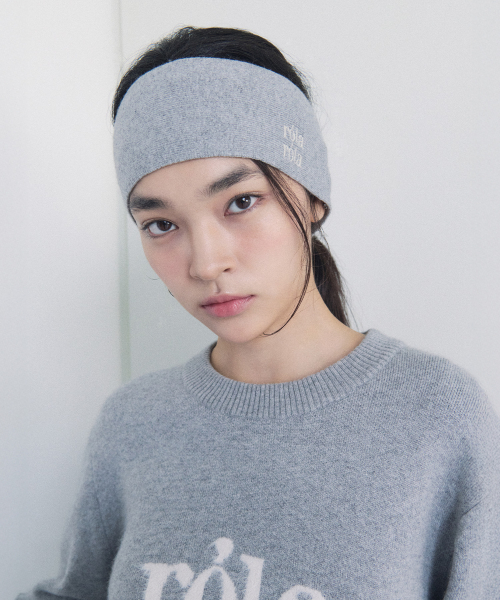 NUBASIC LOGO KNIT HAIR BAND GRAY