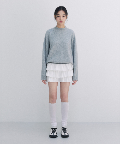 NUBASIC FRILL MINI SKIRT WHITE