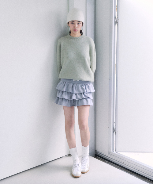 NUBASIC FRILL MINI SKIRT MELANGE GRAY