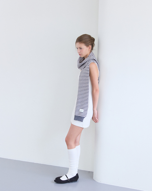 Stripe Knit muffler (pink gray)