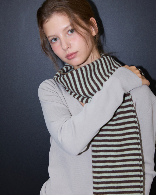 Stripe Knit muffler (mint choco)