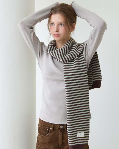 Stripe Knit muffler (mint choco)