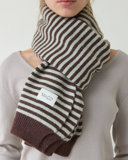 Stripe Knit muffler (mint choco)