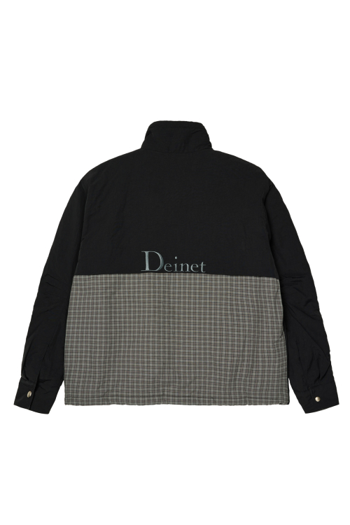DEINET CHECK CONTRAST BOMBER JACKET IN BLACK