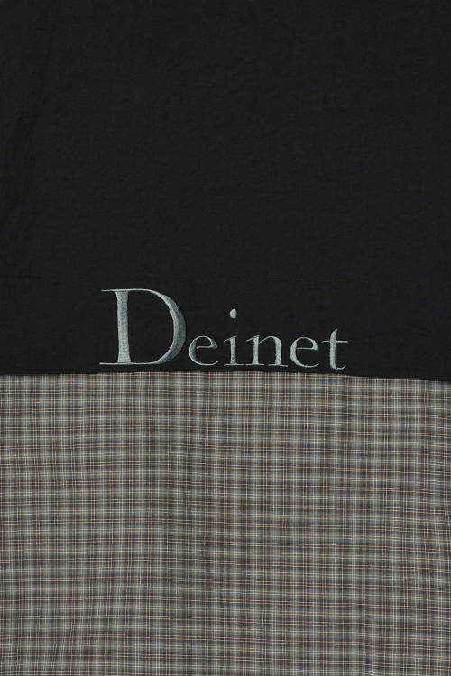 DEINET CHECK CONTRAST BOMBER JACKET IN BLACK