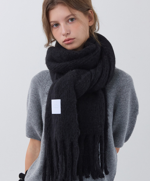 palette knit muffler (black)