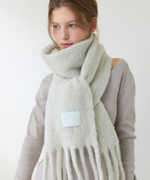 palette knit muffler (khaki)
