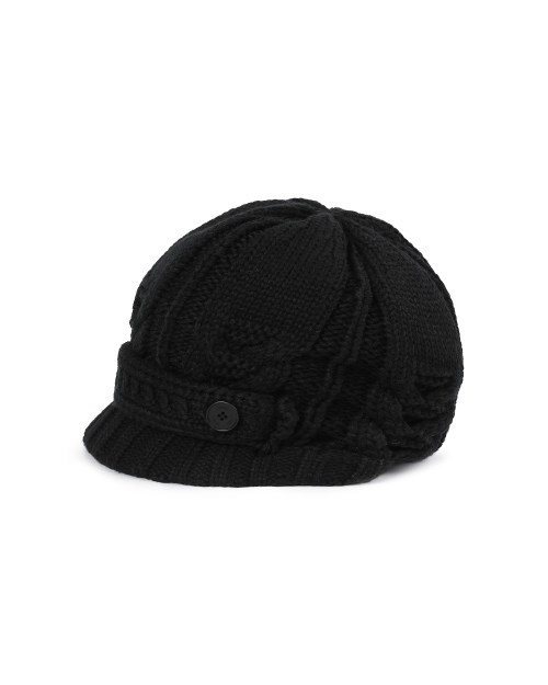 Cable knit beret BLACK