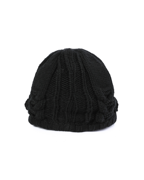 Cable knit beret BLACK