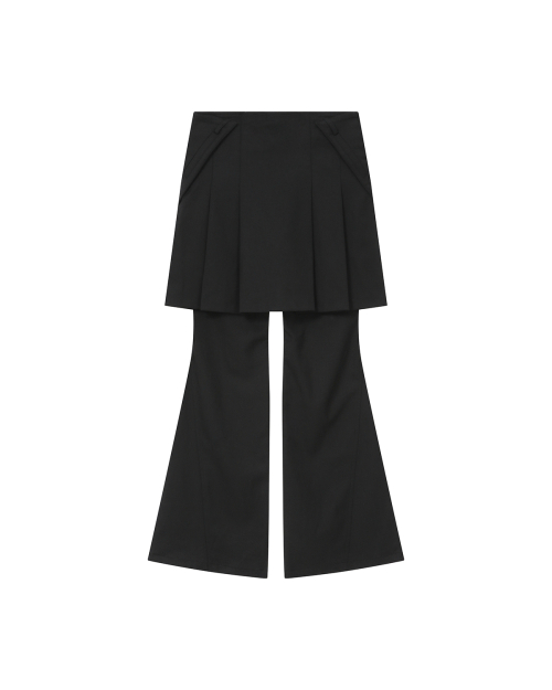 Pleats midi skirt pants SET BLACK
