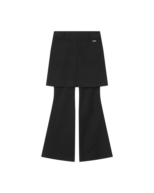 Pleats midi skirt pants SET BLACK
