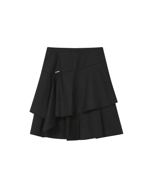 Sei layered midi Skirt BLACK