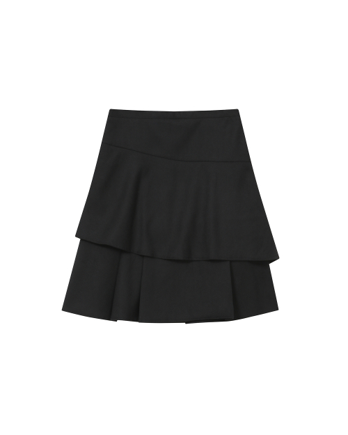 Sei layered midi Skirt BLACK
