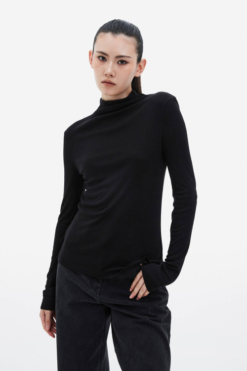 울 블렌디드 레이어드 터틀넥_블랙