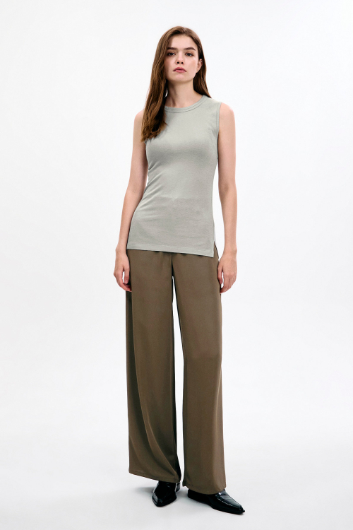 울 블렌디드 레이어드 민소매_그레이