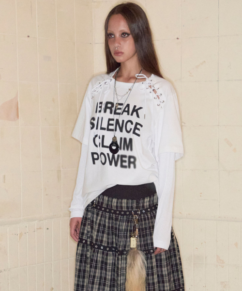 Layered Slogan Top (WHITE)