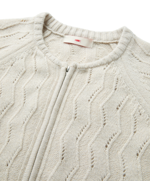 WAVY ZIP CARDIGAN (IVORY)